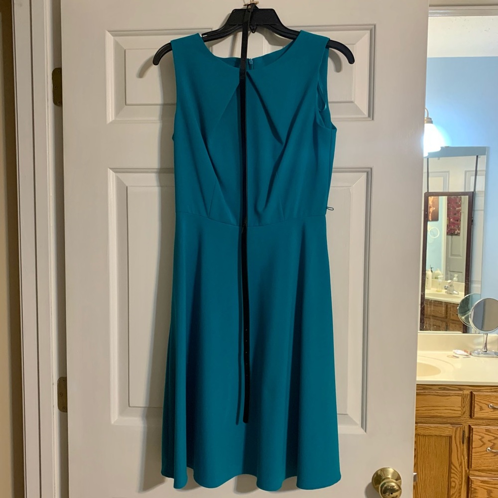 Teal formal dress with belt